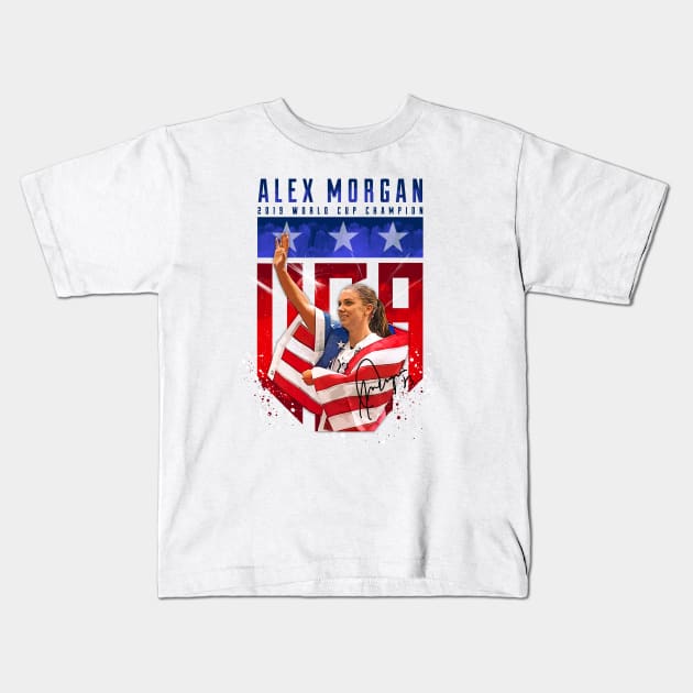 Alex Morgan World Cup Champion Kids T-Shirt by Juantamad